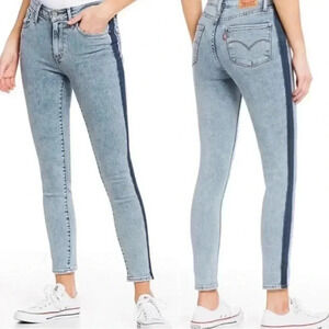 Levi’s 721 High Rise Skinny Ankle Acid Wash Dark Outer Seams Womens W33 Size 16